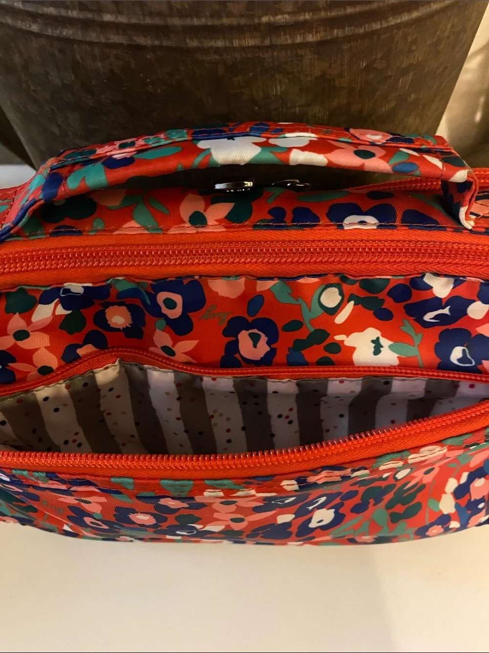Lug Scoop quilted Multi color with Floral design crossbody w/ Adjustable strap
